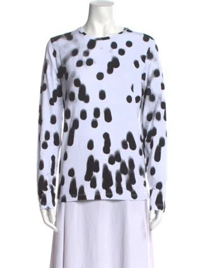 Pre-owned Jonathan Cohen Polka Dot Print Crew Neck Blouse In White