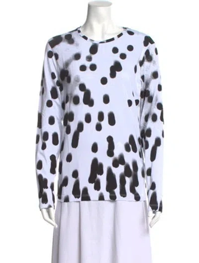 Pre-owned Jonathan Cohen Polka Dot Print Crew Neck Blouse In White
