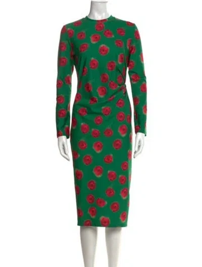 Pre-owned Jonathan Cohen Polka Dot Print Midi Length Dress In Green