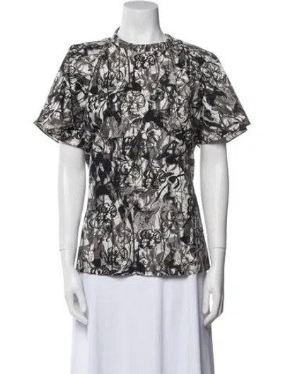 Pre-owned Jonathan Cohen Printed Crew Neck Blouse In Multi