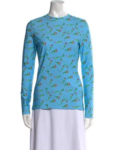 Pre-owned Jonathan Cohen Printed Crew Neck Sweatshirt W/ Tags In Blue