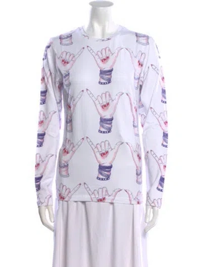 Pre-owned Jonathan Cohen Printed Crew Neck Sweatshirt W/ Tags In White