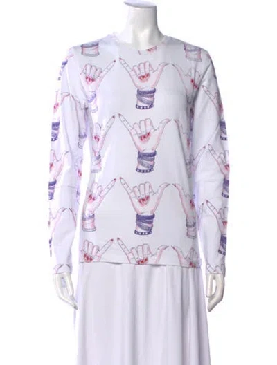 Pre-owned Jonathan Cohen Printed Crew Neck Sweatshirt W/ Tags In White