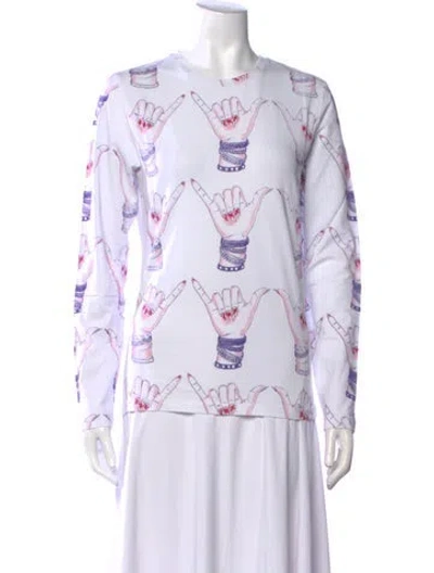 Pre-owned Jonathan Cohen Printed Crew Neck Sweatshirt W/ Tags In White