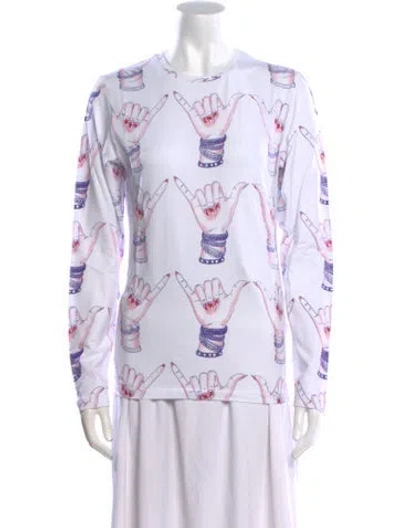 Pre-owned Jonathan Cohen Printed Crew Neck Sweatshirt W/ Tags In White