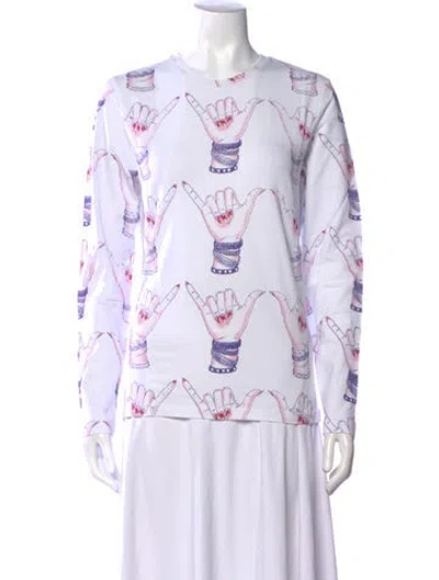 Pre-owned Jonathan Cohen Printed Crew Neck Sweatshirt W/ Tags In White