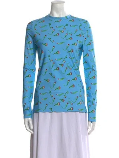 Pre-owned Jonathan Cohen Printed Crew Neck Top W/ Tags In Blue