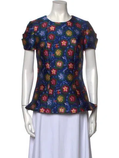 Pre-owned Jonathan Cohen Printed Crew Neck T-shirt In Blue