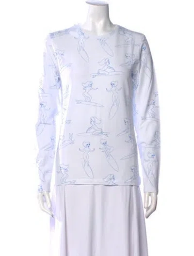 Pre-owned Jonathan Cohen Printed Crew Neck T-shirt In White