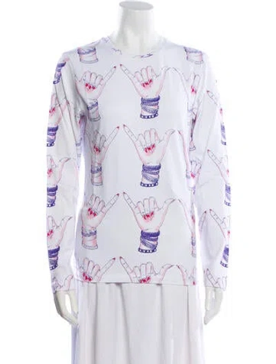 Pre-owned Jonathan Cohen Printed Crew Neck Tunic W/ Tags In White