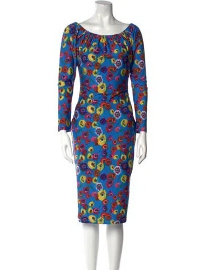 Pre-owned Jonathan Cohen Printed Knee-length Dress W/ Tags In Blue