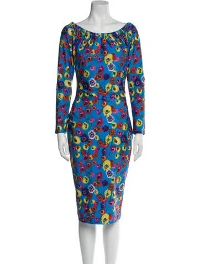 Pre-owned Jonathan Cohen Printed Knee-length Dress W/ Tags In Blue