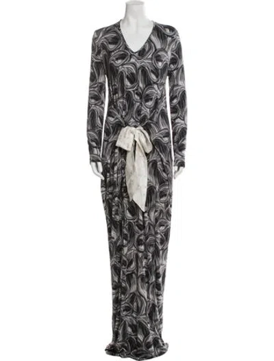 Pre-owned Jonathan Cohen Printed Long Dress In Black