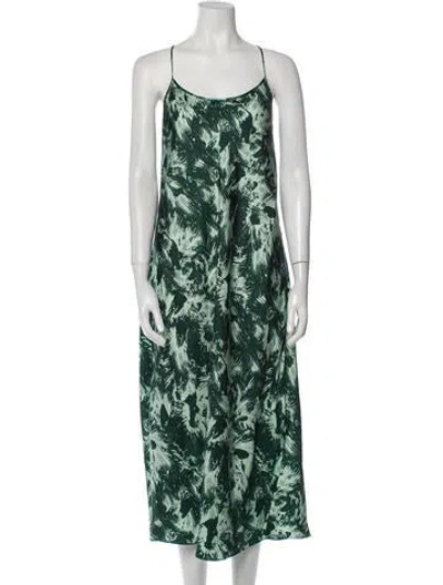 Pre-owned Jonathan Cohen Printed Long Dress In Green