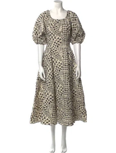 Pre-owned Jonathan Cohen Printed Long Dress In Neutral