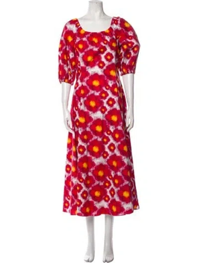 Pre-owned Jonathan Cohen Printed Long Dress In Red