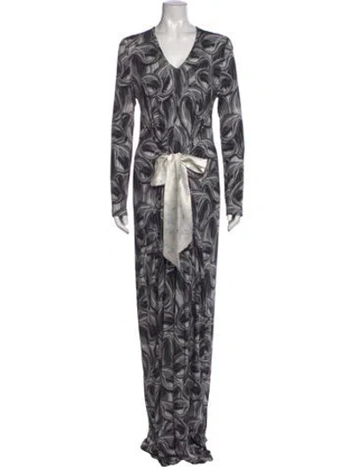 Pre-owned Jonathan Cohen Printed Long Dress W/ Tags In Black
