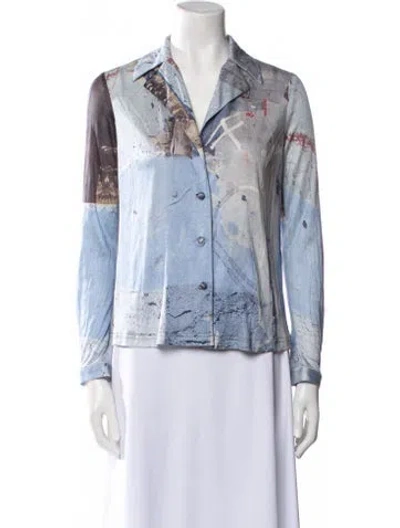 Pre-owned Jonathan Cohen Printed Long Sleeve Button-up Top In Multi