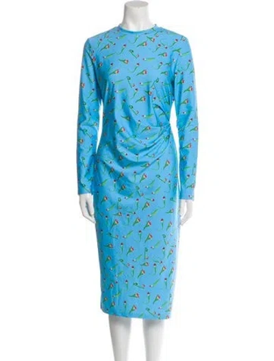 Pre-owned Jonathan Cohen Printed Midi Length Dress In Blue