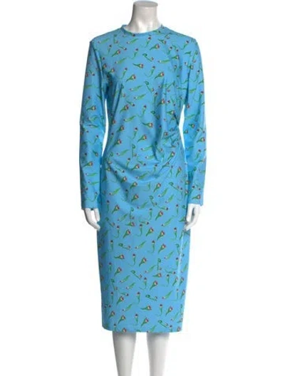 Pre-owned Jonathan Cohen Printed Midi Length Dress In Blue