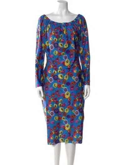 Pre-owned Jonathan Cohen Printed Midi Length Dress In Blue