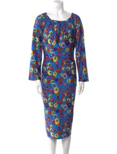 Pre-owned Jonathan Cohen Printed Midi Length Dress In Blue