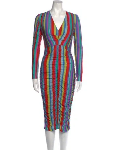 Pre-owned Jonathan Cohen Printed Midi Length Dress In Green