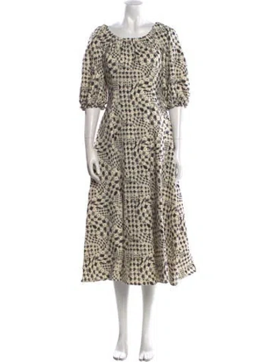 Pre-owned Jonathan Cohen Printed Midi Length Dress In Neutral
