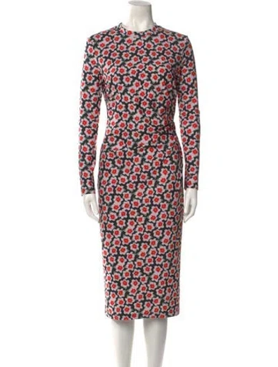 Pre-owned Jonathan Cohen Printed Midi Length Dress W/ Tags In Black