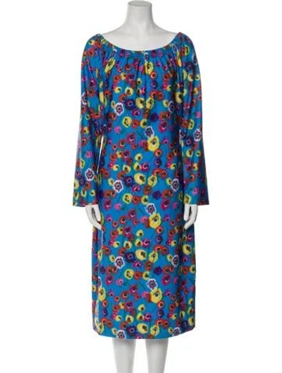 Pre-owned Jonathan Cohen Printed Midi Length Dress W/ Tags In Blue