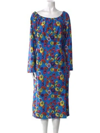 Pre-owned Jonathan Cohen Printed Midi Length Dress W/ Tags In Blue