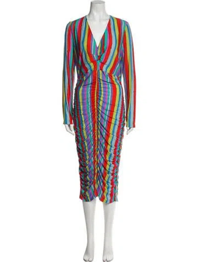 Pre-owned Jonathan Cohen Printed Midi Length Dress W/ Tags In Green