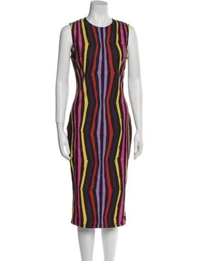 Pre-owned Jonathan Cohen Printed Midi Length Dress W/ Tags In Neutral