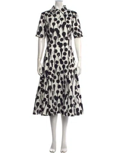 Pre-owned Jonathan Cohen Printed Midi Length Dress In White
