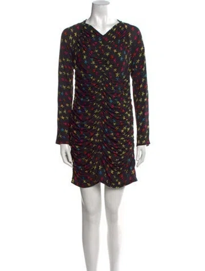 Pre-owned Jonathan Cohen Printed Mini Dress W/ Tags In Black
