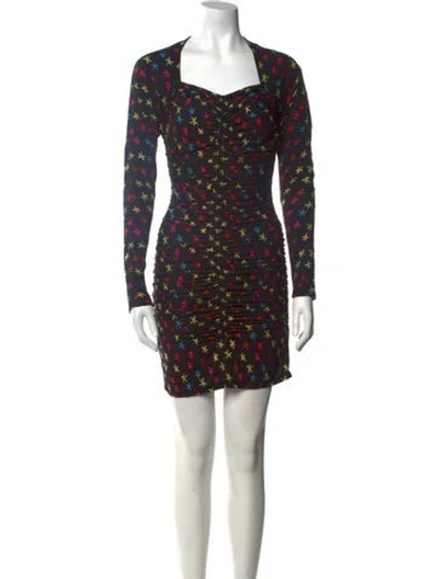 Pre-owned Jonathan Cohen Printed Mini Dress W/ Tags In Black