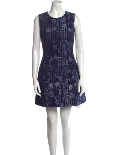 Pre-owned Jonathan Cohen Printed Mini Dress W/ Tags In Blue