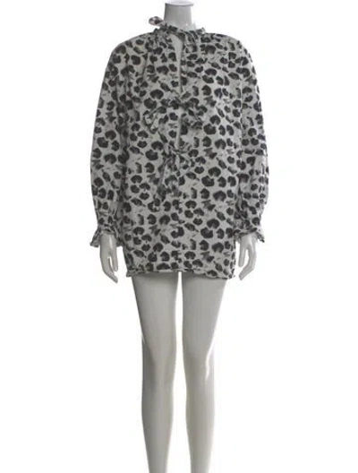 Pre-owned Jonathan Cohen Printed Mini Dress In White