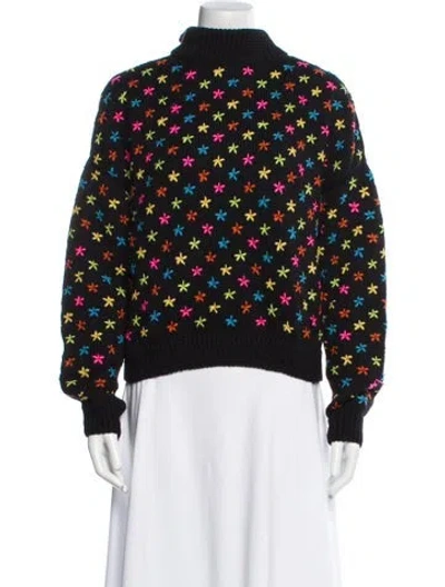 Pre-owned Jonathan Cohen Printed Mock Neck Sweater In Black