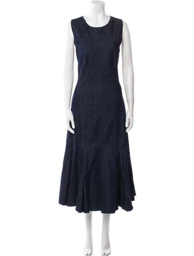 Pre-owned Jonathan Cohen Scoop Neck Long Dress In Blue