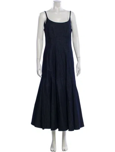 Pre-owned Jonathan Cohen Scoop Neck Long Dress In Blue