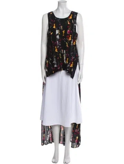 Pre-owned Jonathan Cohen Silk Floral Print Top In Blue