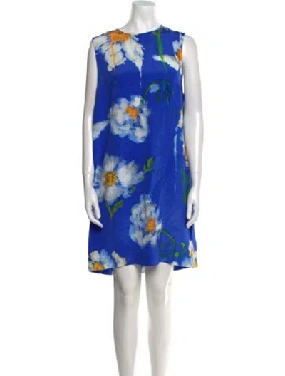 Pre-owned Jonathan Cohen Silk Knee-length Dress In Blue
