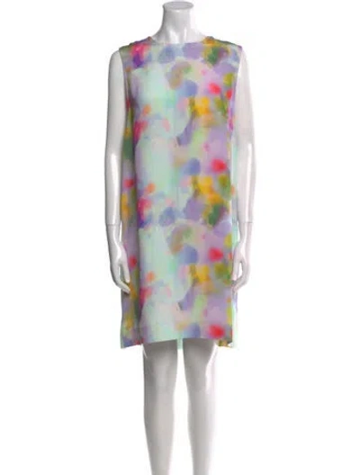 Pre-owned Jonathan Cohen Silk Knee-length Dress W/ Tags In Multi
