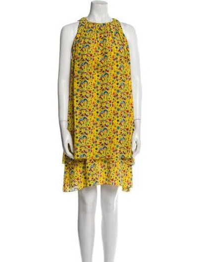 Pre-owned Jonathan Cohen Silk Knee-length Dress In Yellow