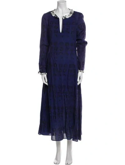 Pre-owned Jonathan Cohen Silk Long Dress In Blue