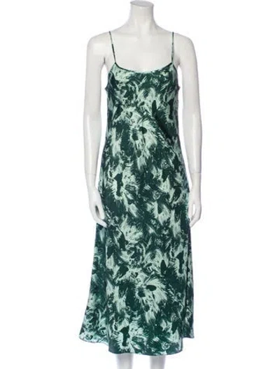 Pre-owned Jonathan Cohen Silk Long Dress W/ Tags In Green