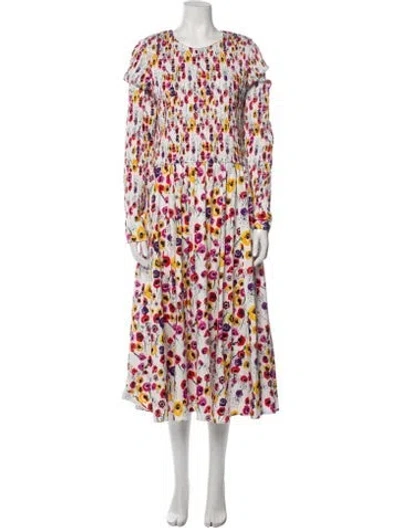 Pre-owned Jonathan Cohen Silk Long Dress In White