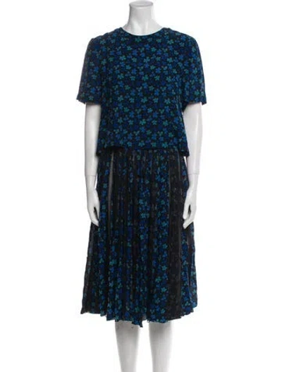 Pre-owned Jonathan Cohen Silk Midi Length Dress In Blue