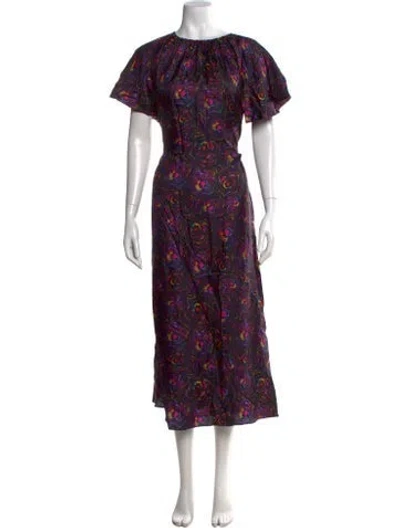 Pre-owned Jonathan Cohen Silk Midi Length Dress In Blue